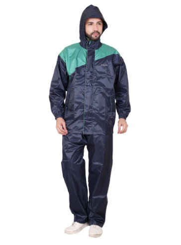 Boss Seam Sealed Green and Blue Poly PVC Rainsuit