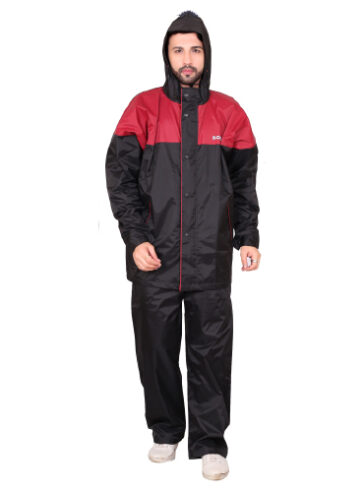 Boss Coated Fabric+ PVC Reversible Red and Black Rainsuit